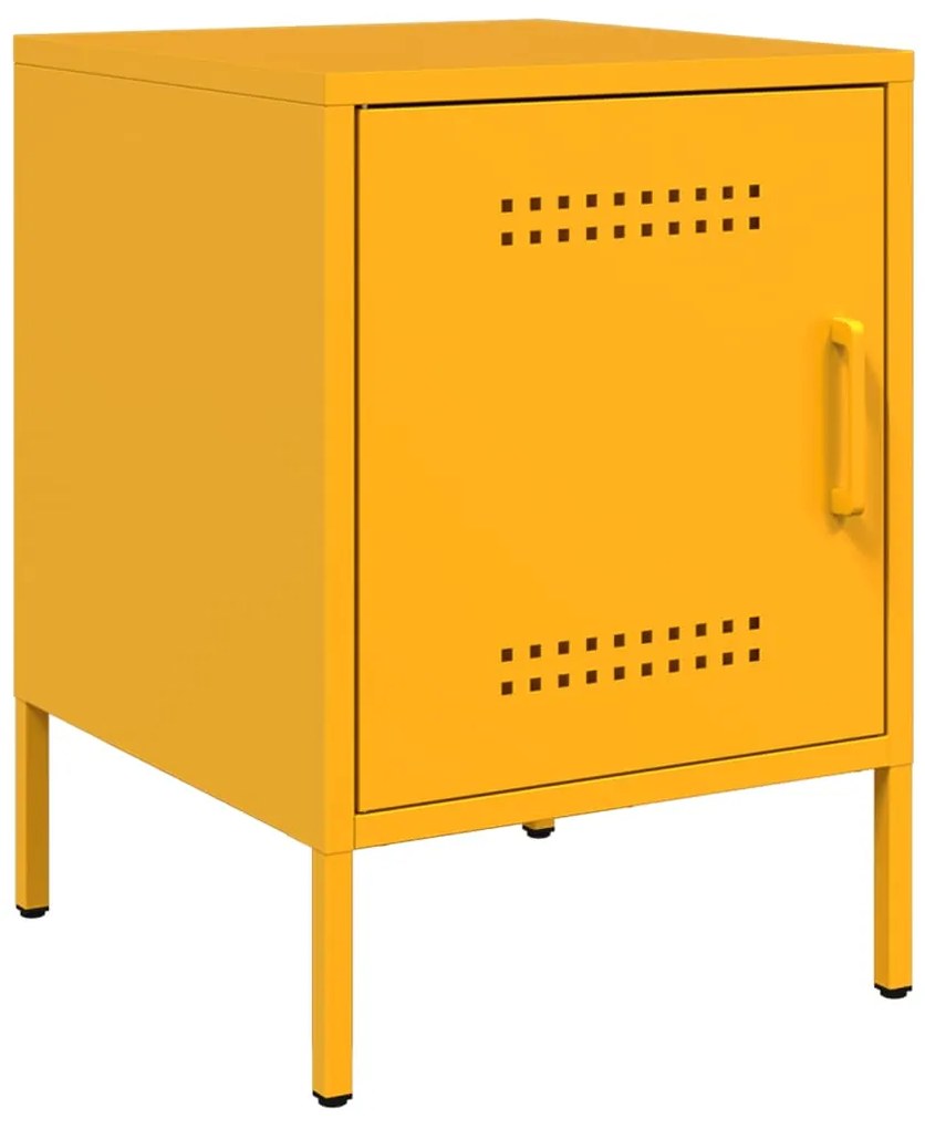 Mesas de cabeceira 2 pcs 36x39x50,5 cm aço amarelo mostarda