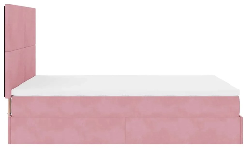 Estrutura de cama otomana com colchões 140x200 cm veludo rosa
