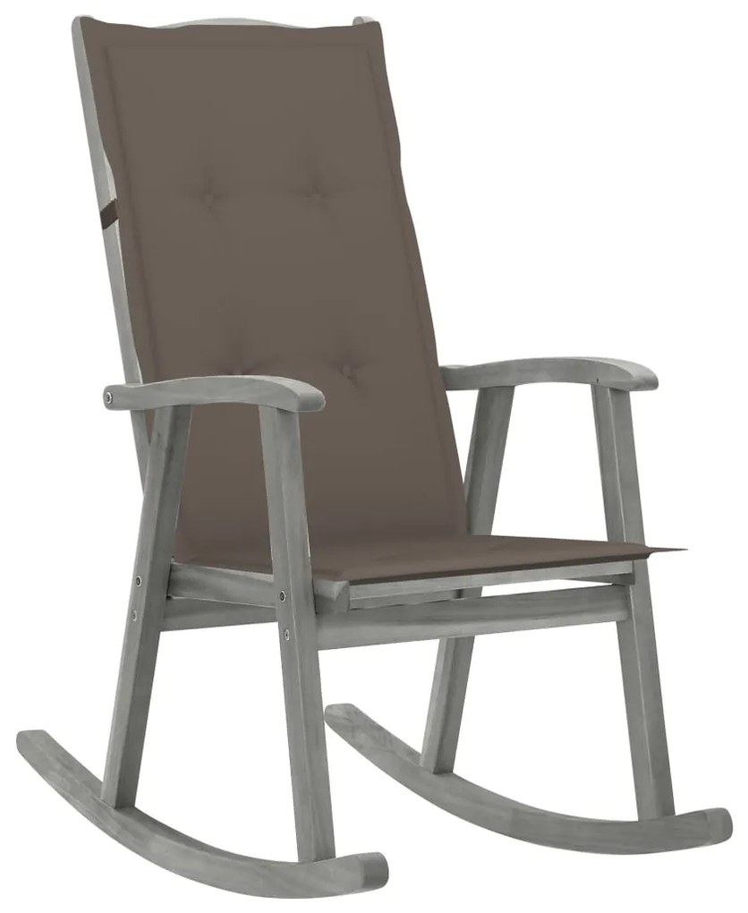 Cadeira de baloiço com almofadões acácia maciça cinzento