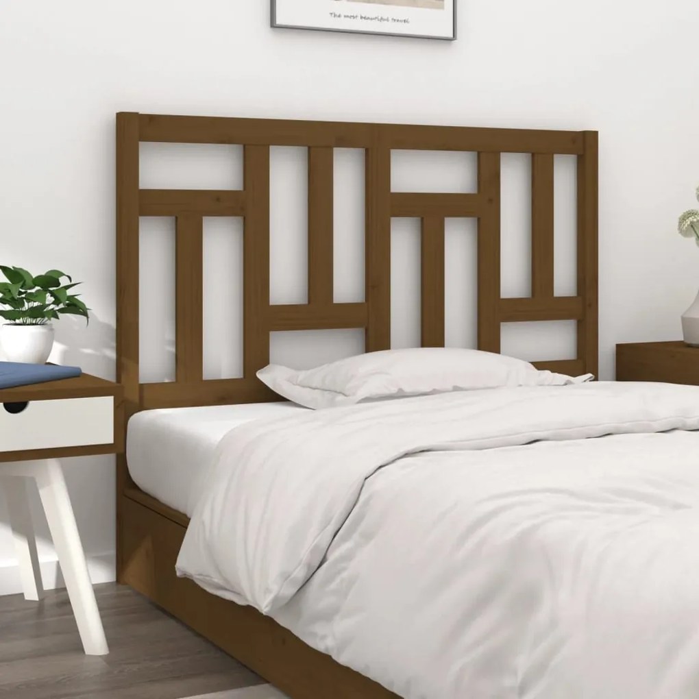 818973 vidaXL Cabeceira de cama 145,5x4x100 cm pinho maciço castanho mel