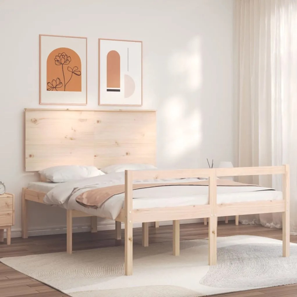 vidaXL Cama para idosos com cabeceira 120x200 cm madeira maciça