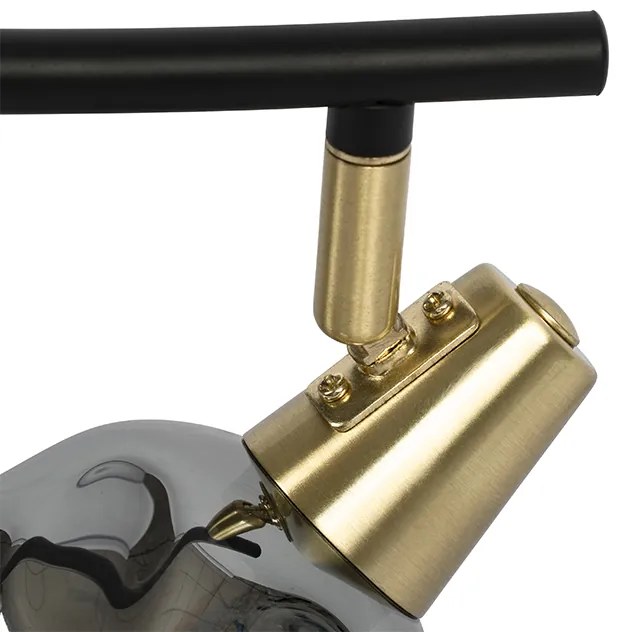 Plafon Art Deco dourado 56cm vidro fumê 3-luzes - VIDRO Art Deco