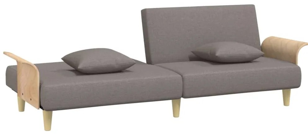 Sofá-cama com apoio de braços tecido cinzento-acastanhado