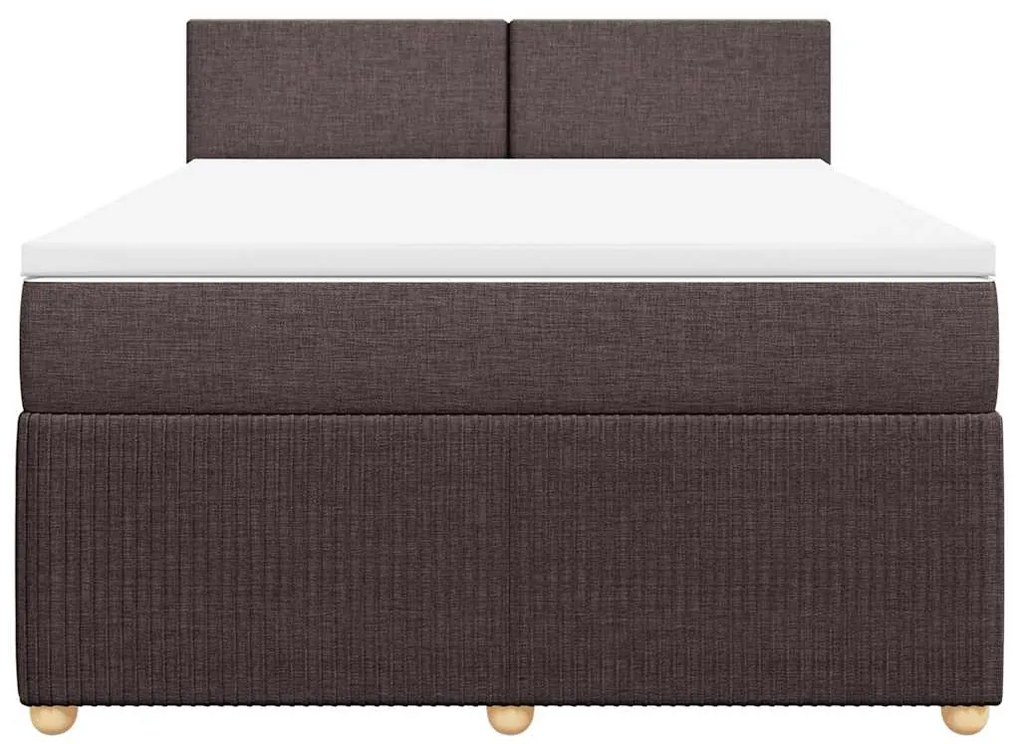 Cama com molas/colchão 160x200 cm tecido castanho-escuro