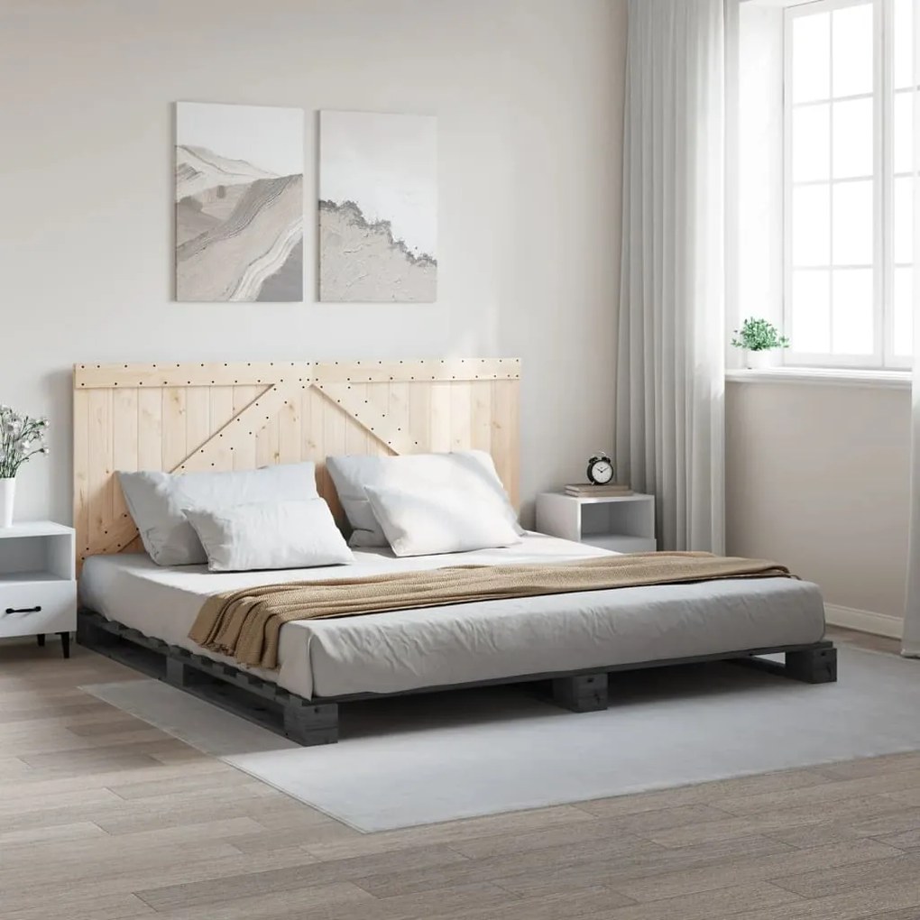 vidaXL Estrutura de cama c/ cabeceira 180x200 cm pinho maciço cinzento