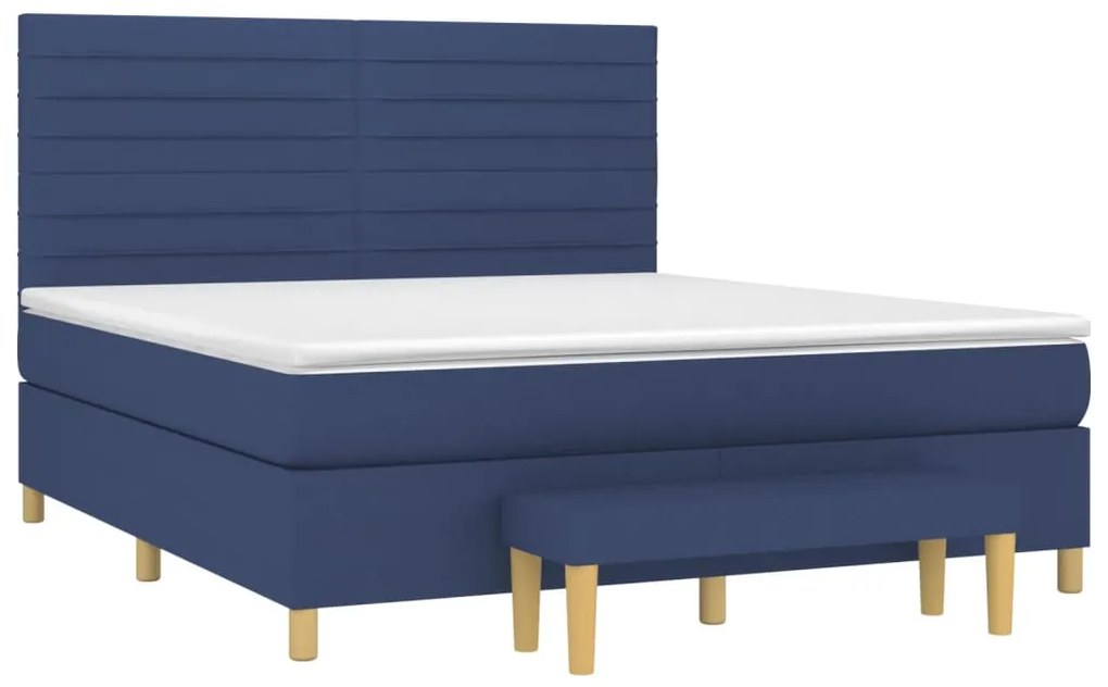 Cama com molas/colchão 160x200 cm tecido azul