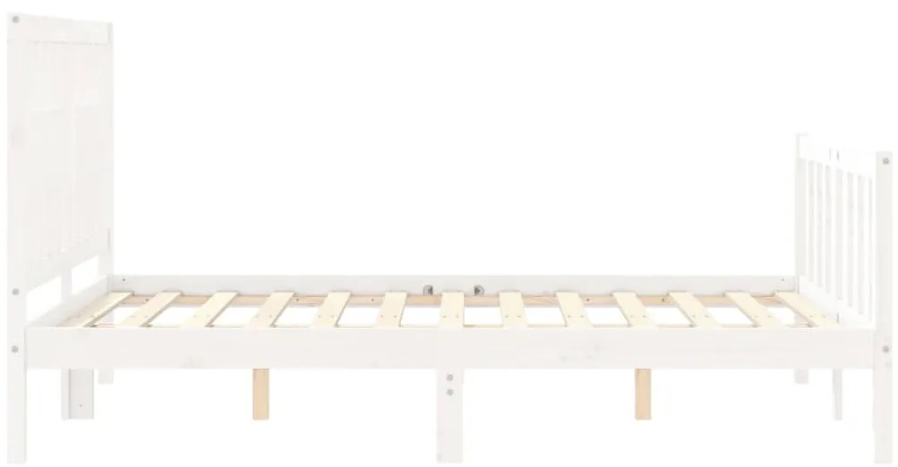 Cama sem colchão 140x190 cm madeira de pinho maciça branco