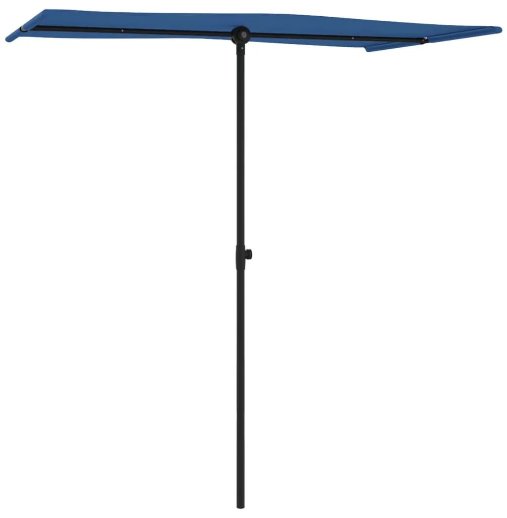 Guarda-sol de jardim com poste alumínio 180x110 cm azul-ciano