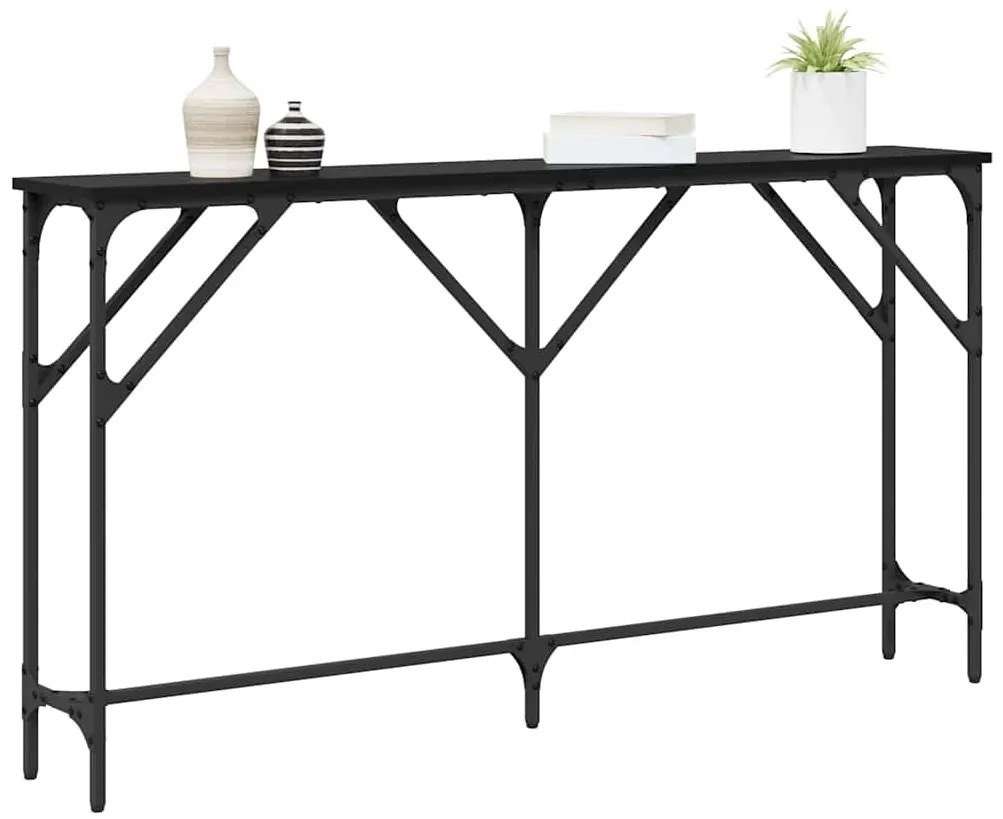 Mesa de Apoio Carvalho Preto 140x23x75 cm Madeira de Engenharia