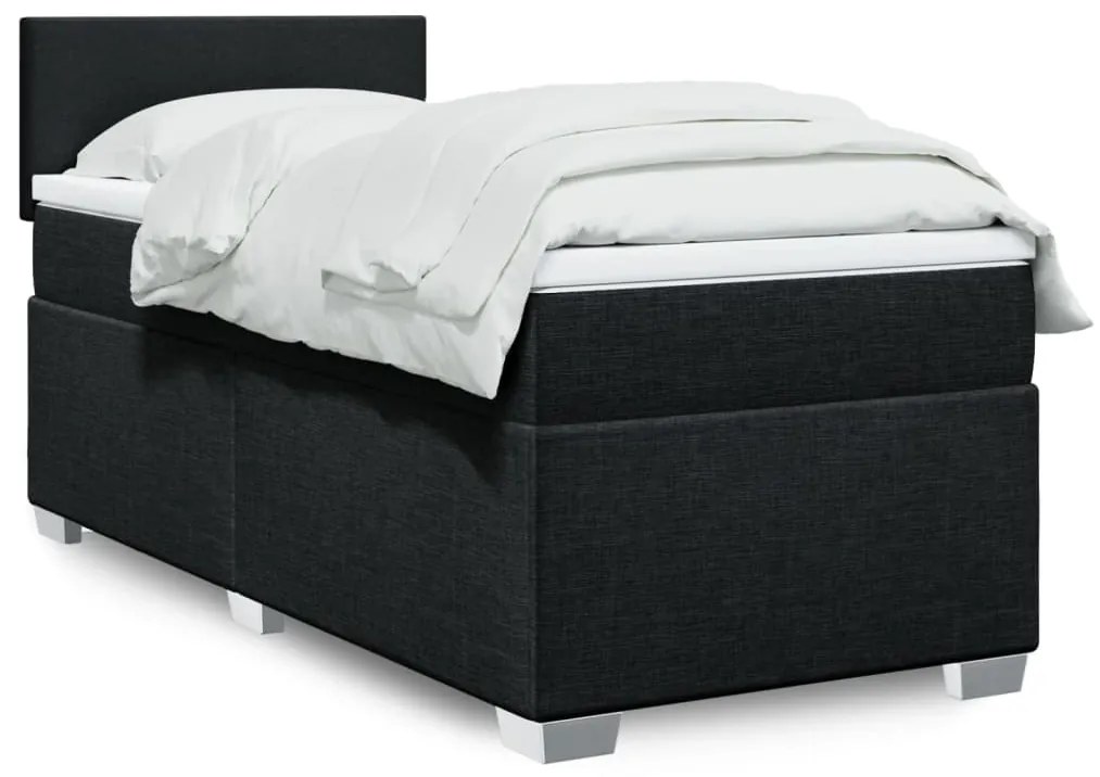 Cama com molas/colchão 90x190 cm tecido preto