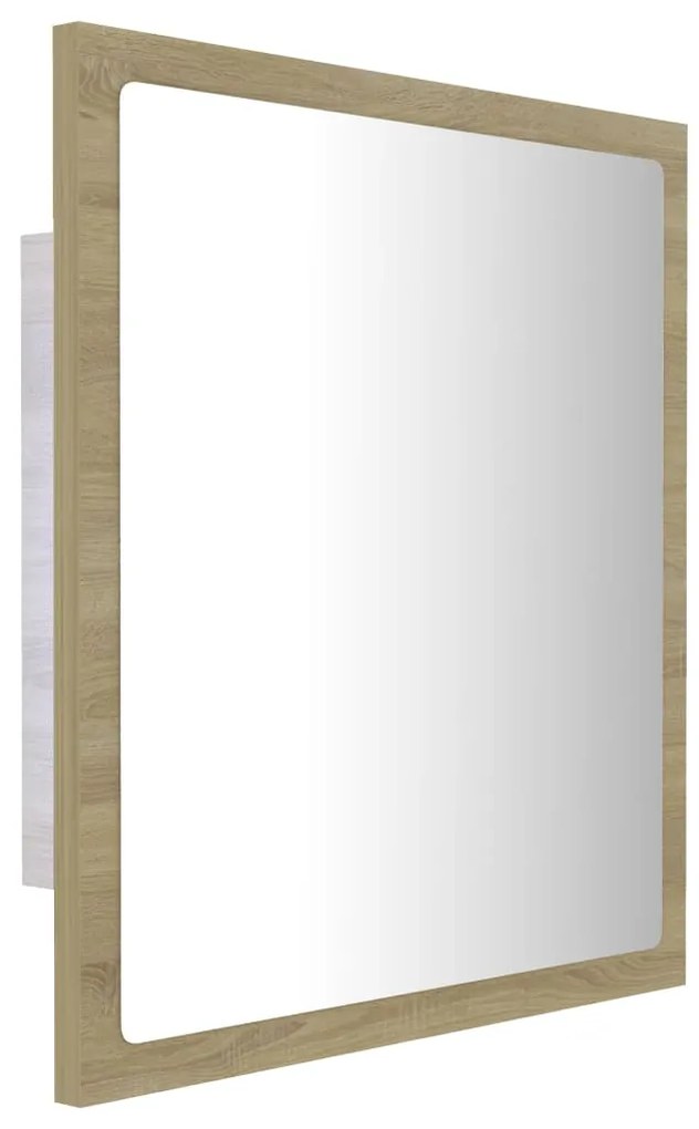 Espelho casa banho c/ LED 40x8,5x37 cm acrílico carvalho sonoma