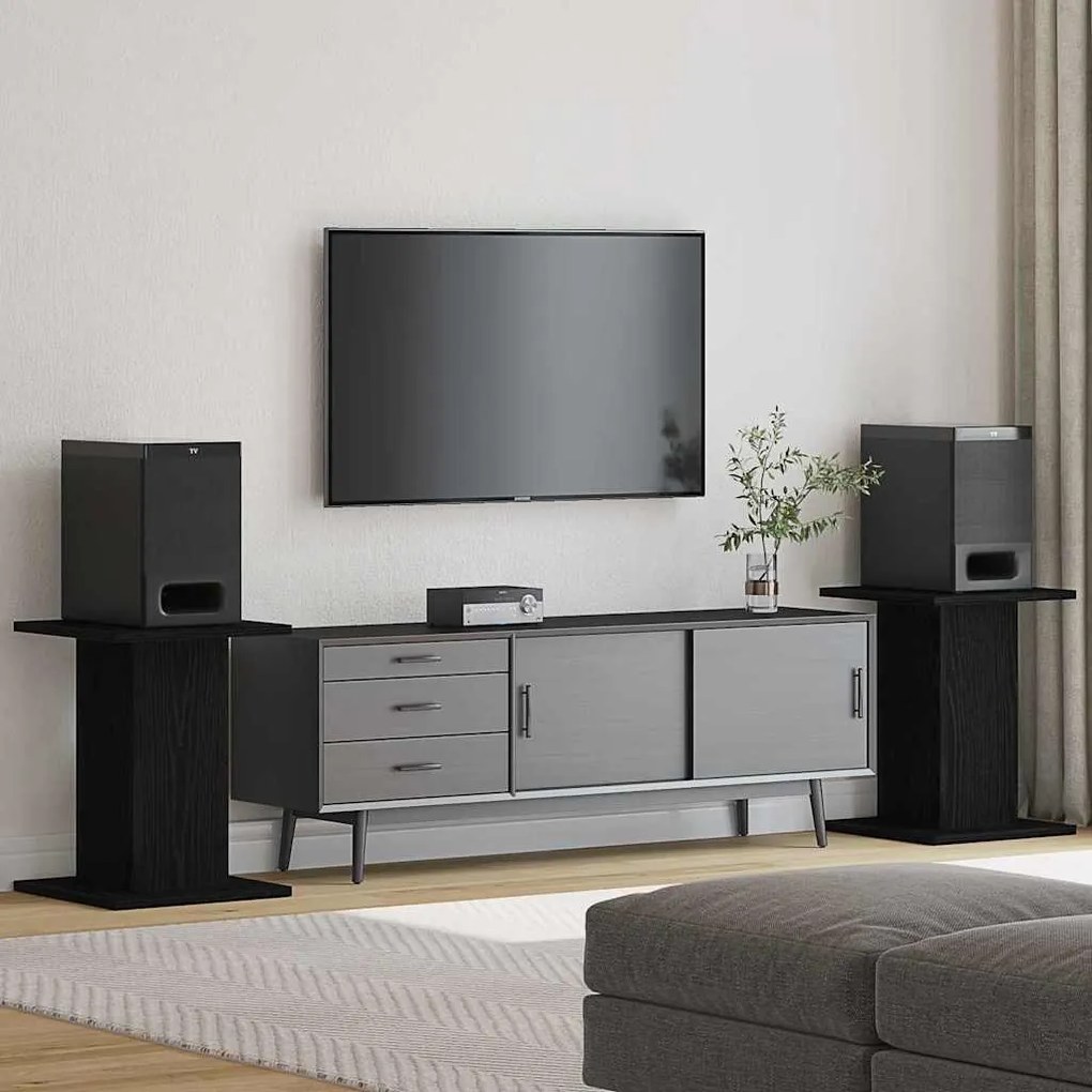 vidaXL Suportes para Caixas de Som 2 pcs Carvalho preto