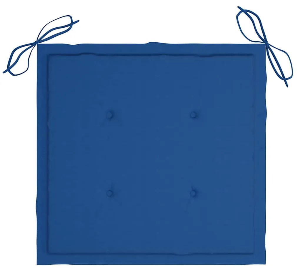 3 pcs conj. jantar dobrável exterior c/ almofadão teca maciça