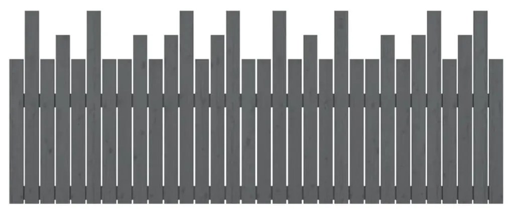 Cabeceira de parede 204x3x80 cm madeira de pinho maciça cinza