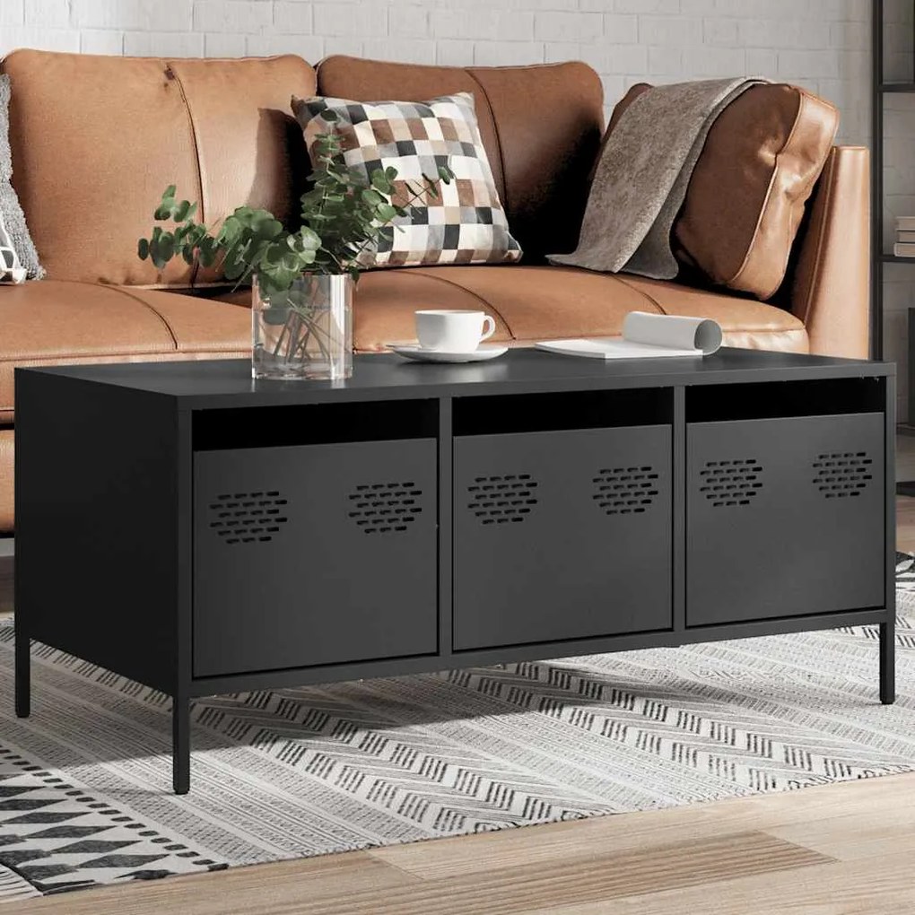 Mesa de centro 101,5x50x43,5 cm aço laminado a frio preto