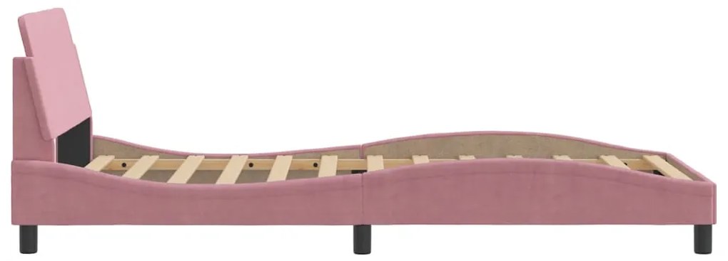 Estrutura cama c/ cabeceira sem colchão 100x200 cm veludo rosa