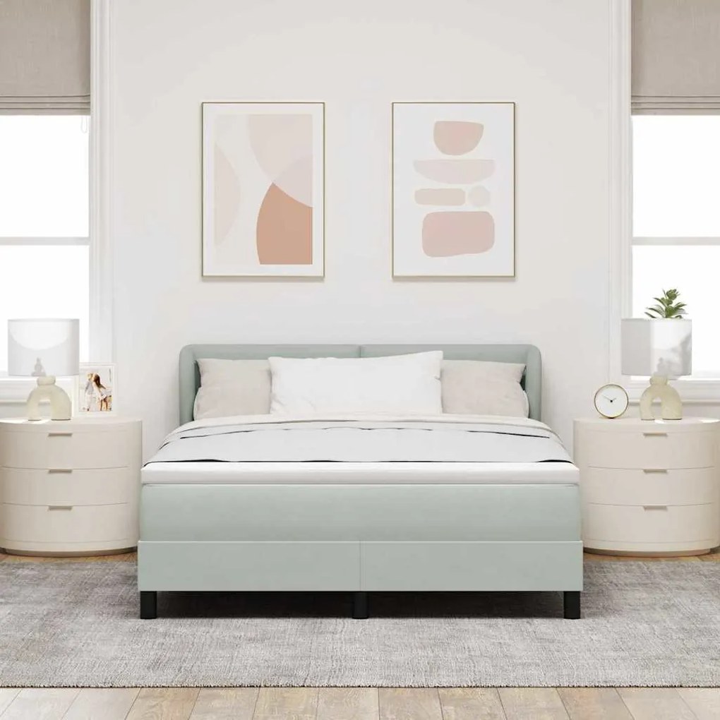 Cama Box com Colchão vidaXL Cinza Claro 140x200 cm Veludo