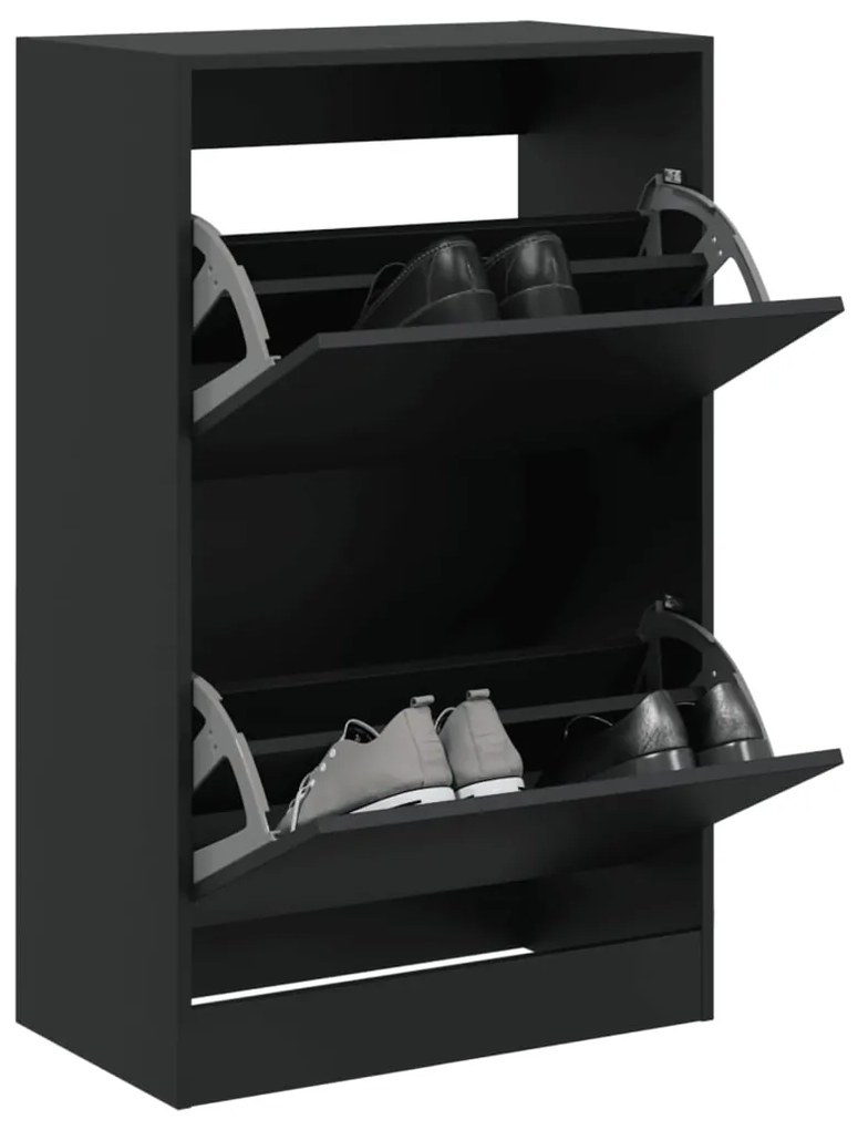 vidaXL Sapateira 60x34x63,5 cm derivados de madeira preto