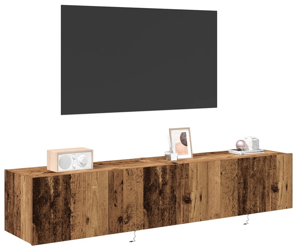 Cabinetes de TV vidaXL com luzes LED 2 pcs Madeira Antiga 80x35x31 cm