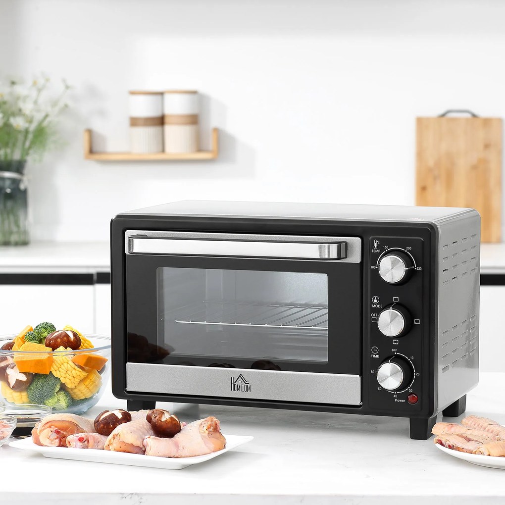 HOMCOM Mini Forno 16L com 3 Modos de Aquecimento Temperatura até 230°C