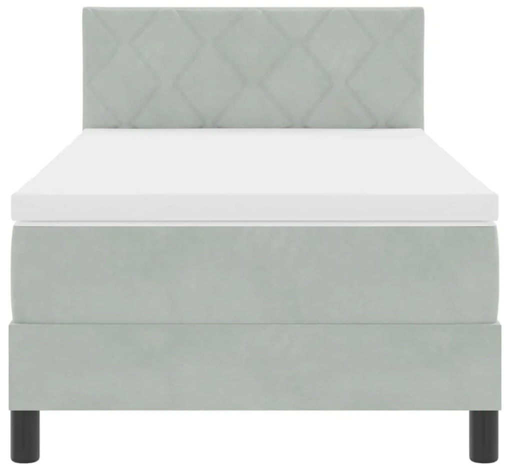 Cama com Box Spring e Colchão vidaXL Cinza Claro 90x200 cm Veludo