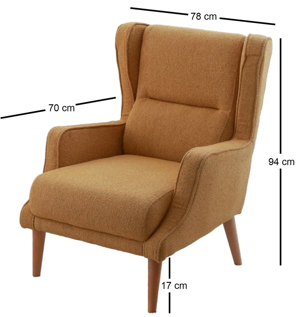 Cadeira Wing Klam – Mostarda – 78x94x70 cm