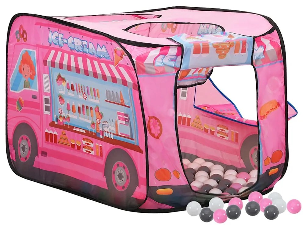 Tenda de brincar infantil com 250 bolas 70x112x70 cm rosa