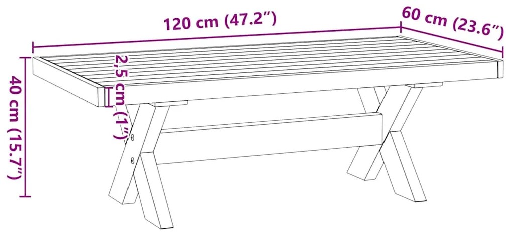 Mesa de centro NOAIN pernas em forma de X 120x60x40 cm