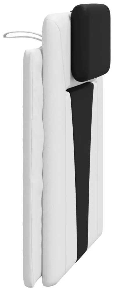 Almofadão de cabeceira 80 cm couro artificial preto e branco