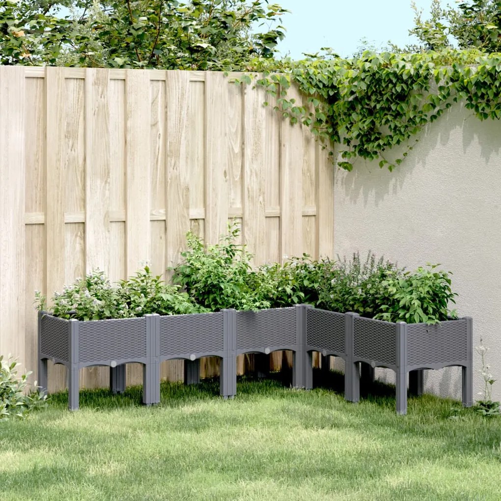 vidaXL Vaso/floreira de jardim c/ pernas 160x120x42 cm PP cinzento azul