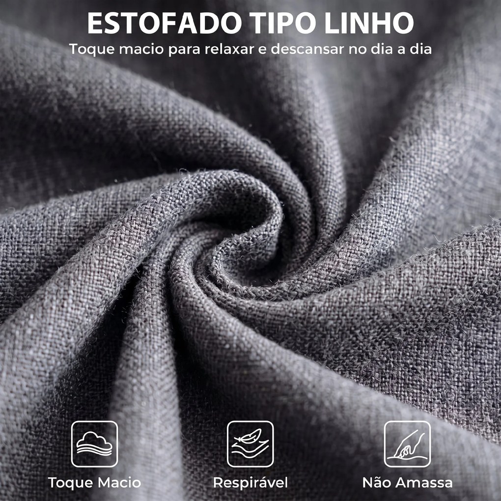Poltrona Relax Reclinável Manual em Linho com Montagem Rápida Apoio para os Pés Acolchoamento Espesso e Pés em Madeira Cinza