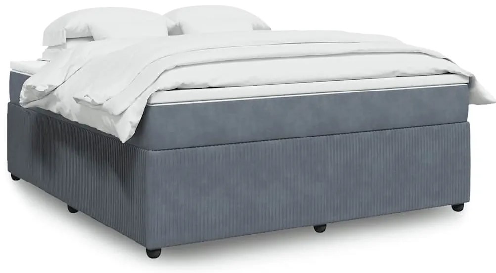 Cama com molas/colchão 180x200 cm veludo cinzento-escuro