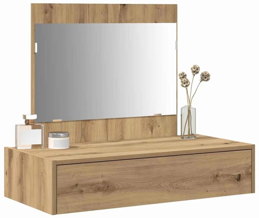 Mesa de Maquilhagem Suspensa Carvalho Artesanal 83x40x70 cm