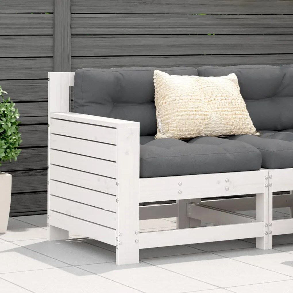 vidaXL Sofá de jardim c/ apoio braços 69x62x70,5cm pinho maciço branco