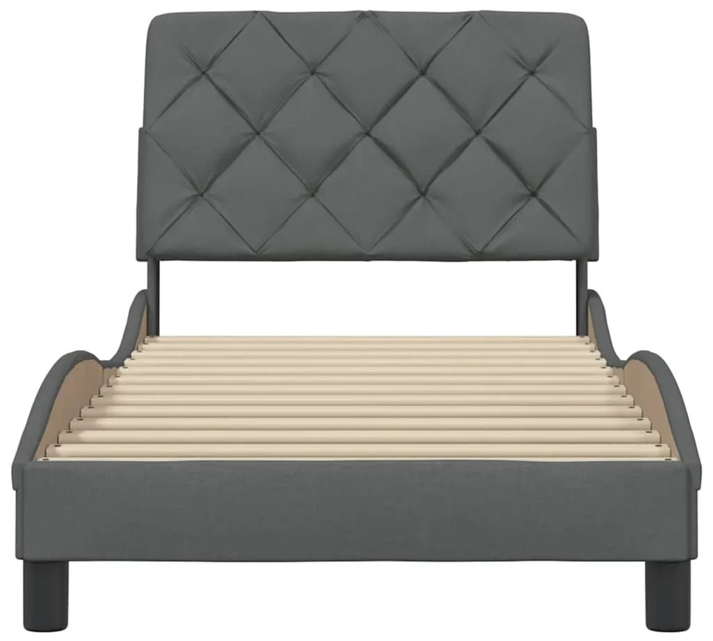 Estrutura de cama sem colchão 90x200 cm tecido cinzento-escuro