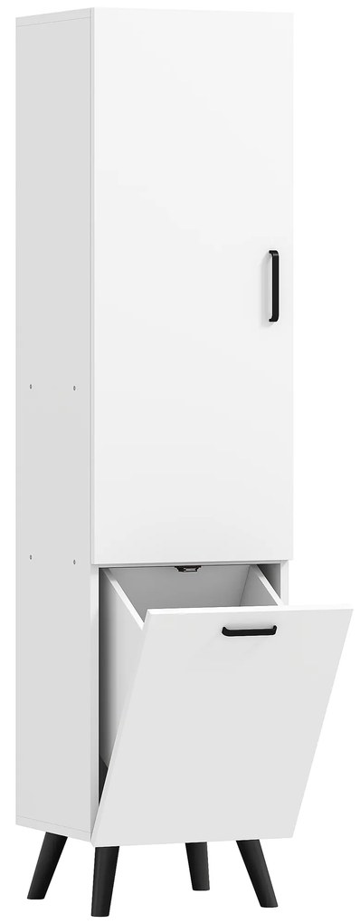 HOMCOM Coluna Casa de Banho Armário Alto Casa de Banho Estreito com 2 Portas e Prateleiras Móvel   35x31,5x144 cm Branco | Aosom Portugal