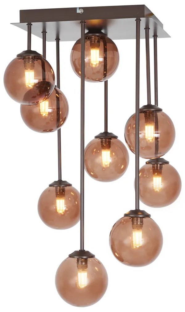 Plafond de design bronze com vidro bronze 9 luzes - Athens Design