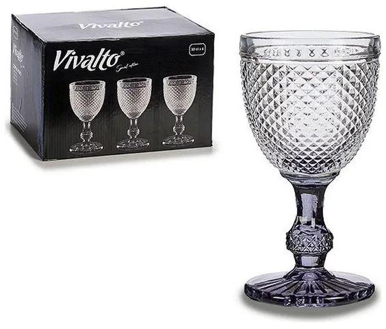 Taça Vivalto Antracite Vidro Cristal 330 ml 0,33 L Diamante (9 x 16,3 x 9 cm)