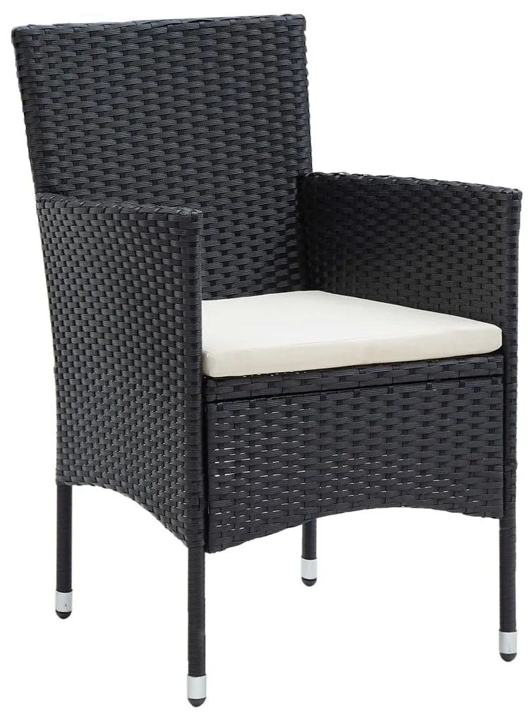 5 pcs conjunto de jantar p/ jardim c/ almofadões preto