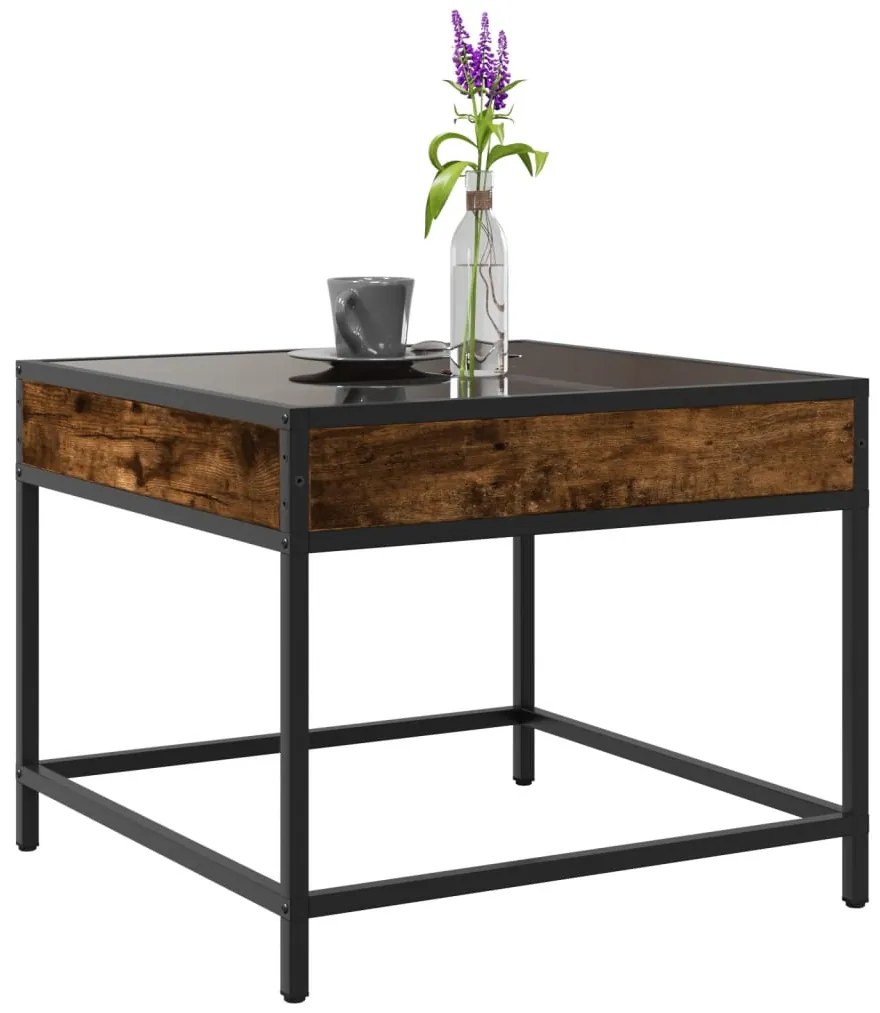 Mesa de centro luzes LED Infinity 50x50x41 cm carvalho fumado