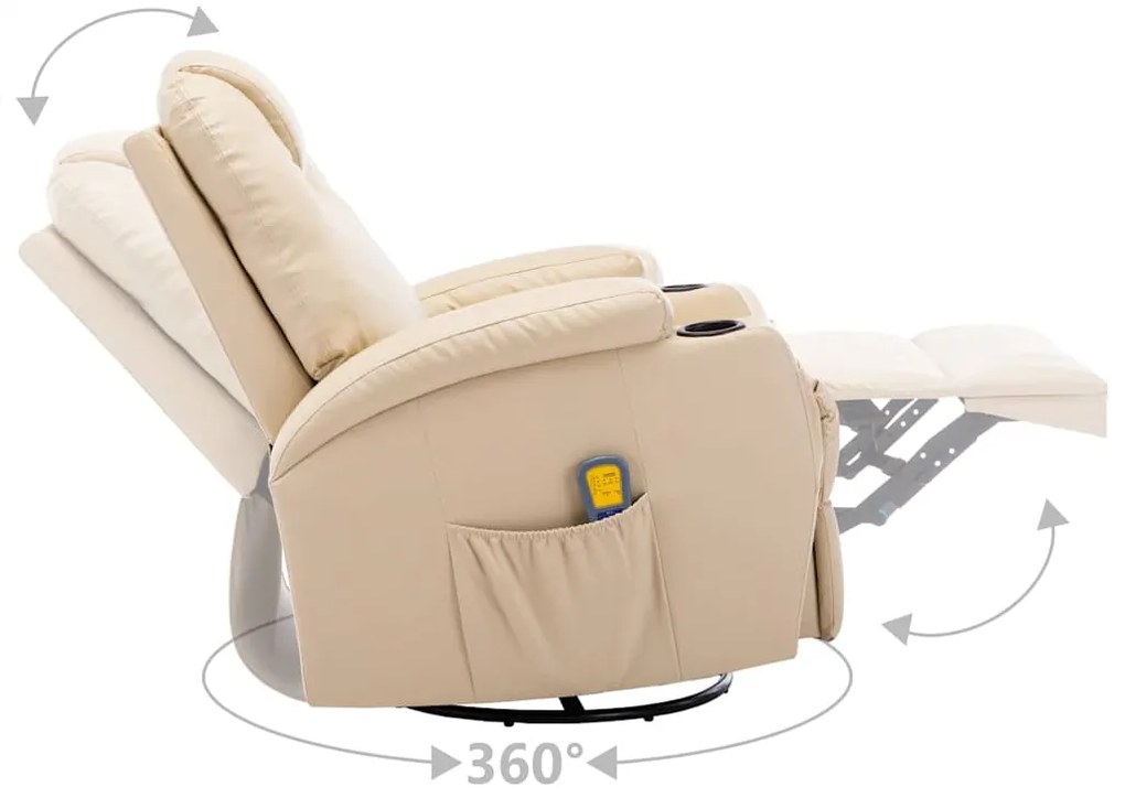 Cadeira de massagem reclinável couro artificial creme