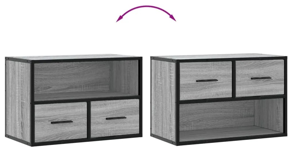 Móvel p/ TV 60x31x39,5 cm deriv. madeira/metal cinzento sonoma