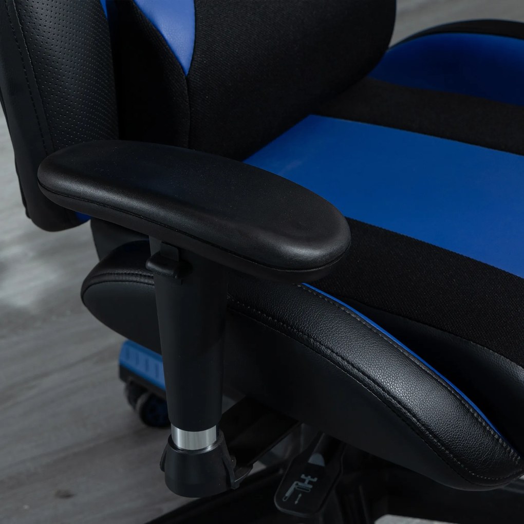 Vinsetto Cadeira de Gaming Ergonômica Cadeira Gamer Giratória com Altura Ajustável Apoio para o Braço Apoio para a Cabeça e Almofada Lombar Removíveis 72x77x127-13cm Azul