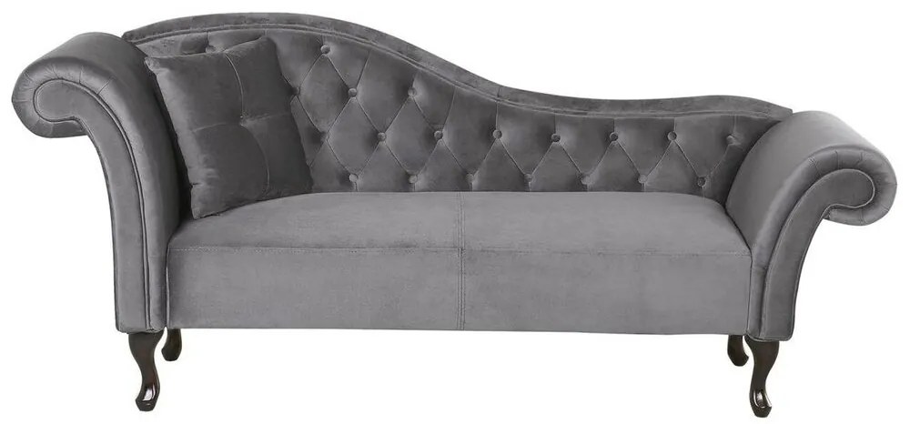 Chaise-longue em veludo cinzento apoio esquerdo LATTES Beliani