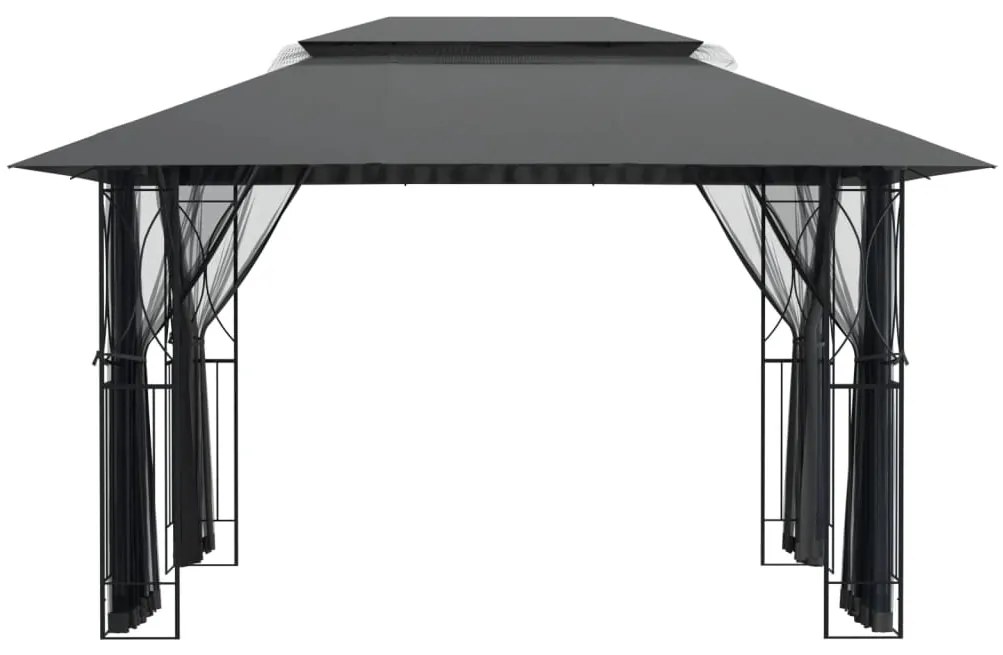 Gazebo com paredes laterais 400x300x270 cm aço antracite