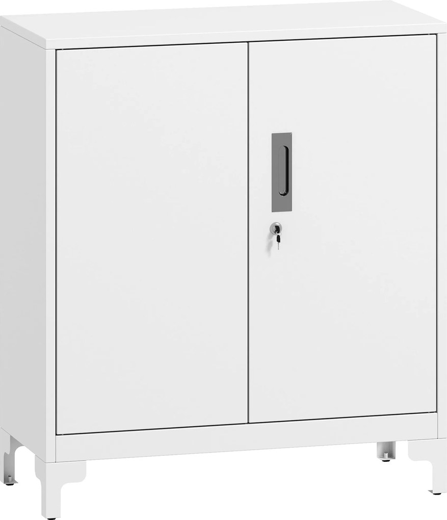 HOMCOM Armário de Arrumação Metálico Armário de Escritório com 2 Portas Arquivador para Escritório 80x35x91 cm Branco | Aosom Portugal
