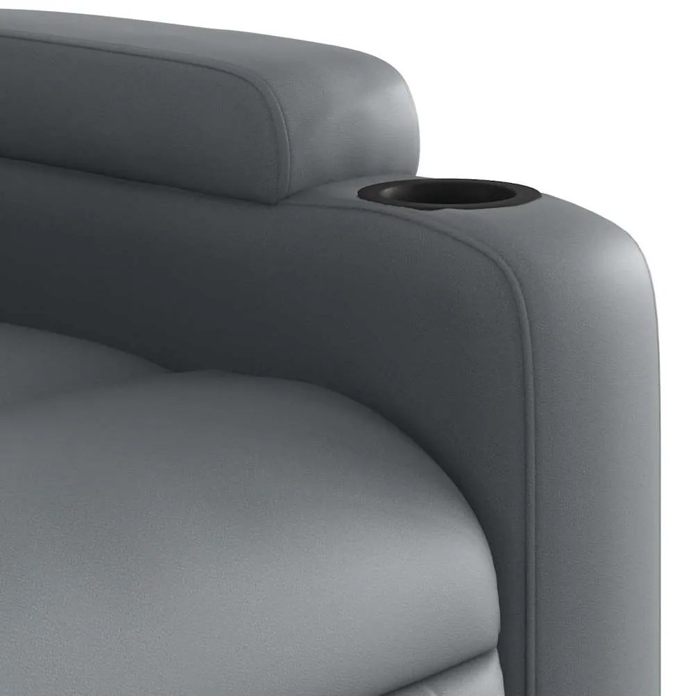 Poltrona de massagens reclinável couro artificial cinzento
