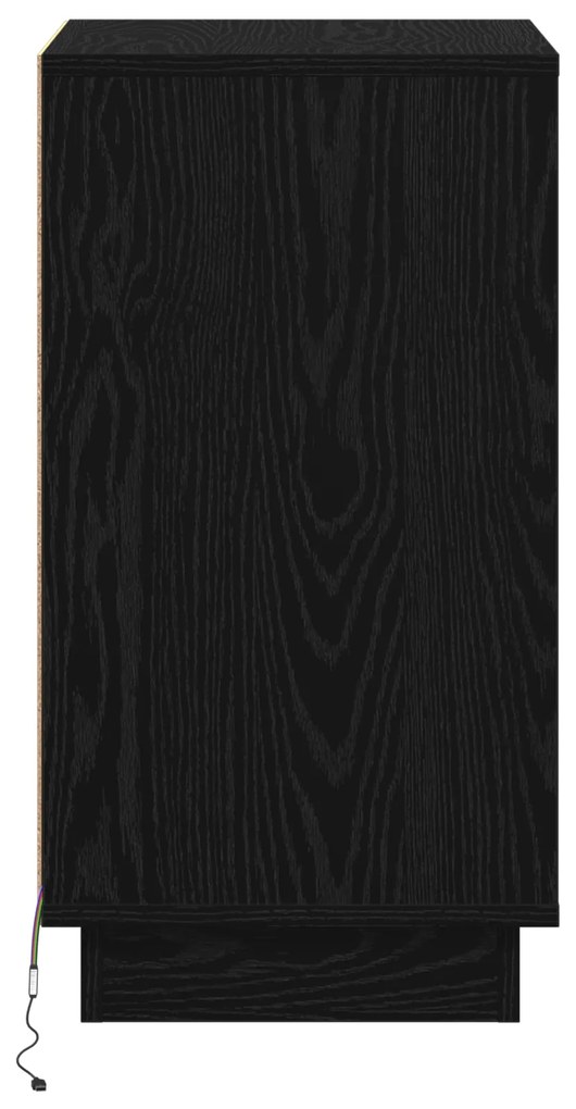 Criado-mudo com LED Carvalho Preto 39x34,5x65 cm Madeira Engenharia