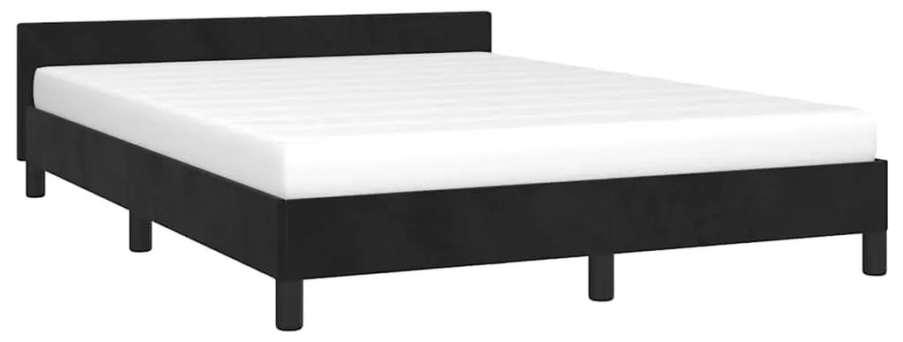 Estrutura de cama sem colchão 140x200 cm veludo preto