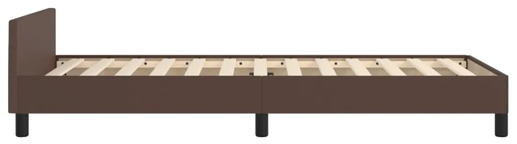 Estrutura de Cama Salu com Cabeceira em Couro Artificial Castanho - 80